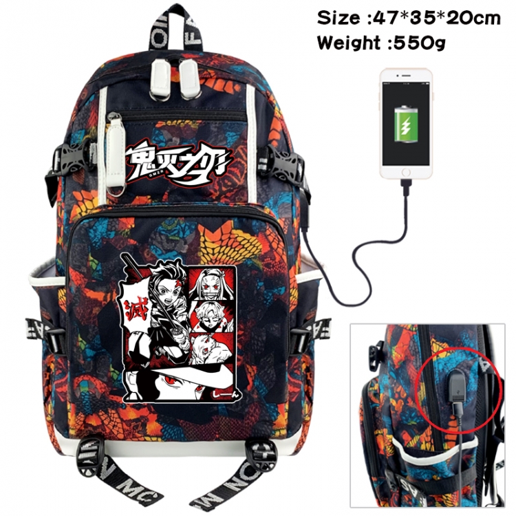 Demon Slayer Kimets Camouflage waterproof sail fabric flip backpack student bag 47X35X20CM 550G