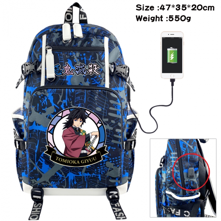 Demon Slayer Kimets Camouflage waterproof sail fabric flip backpack student bag 47X35X20CM 550G