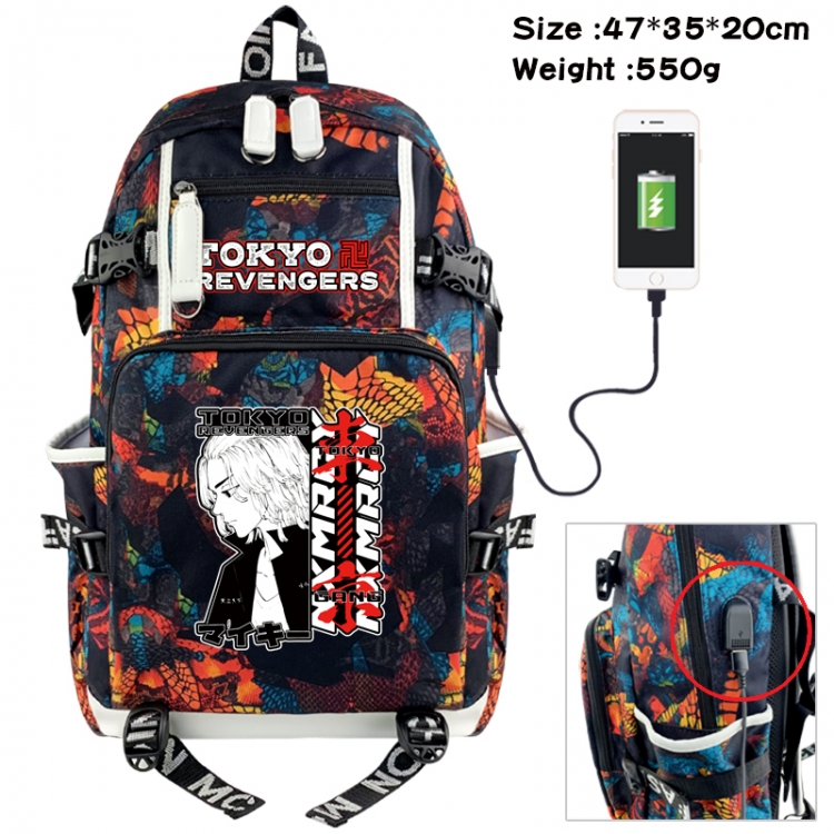 Tokyo Revengers Camouflage waterproof sail fabric flip backpack student bag 47X35X20CM 550G