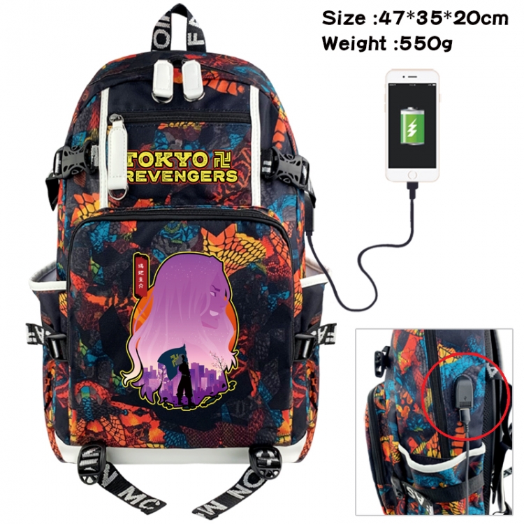 Tokyo Revengers Camouflage waterproof sail fabric flip backpack student bag 47X35X20CM 550G