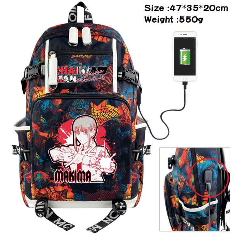 Chainsawman Camouflage waterproof sail fabric flip backpack student bag 47X35X20CM 550G