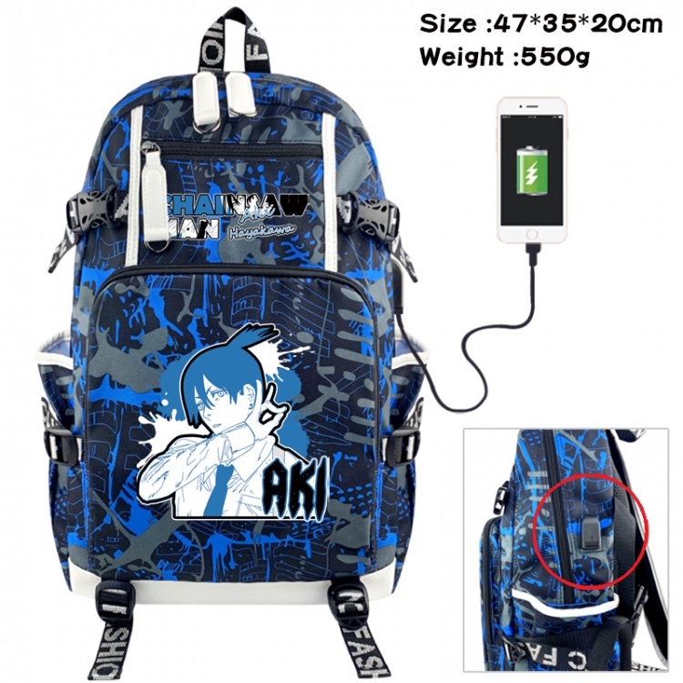 Chainsawman Camouflage waterproof sail fabric flip backpack student bag 47X35X20CM 550G