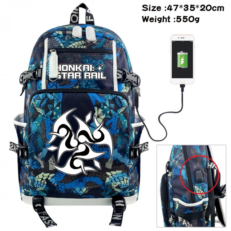 Honkai: Star Rail Camouflage waterproof sail fabric flip backpack student bag 47X35X20CM 550G