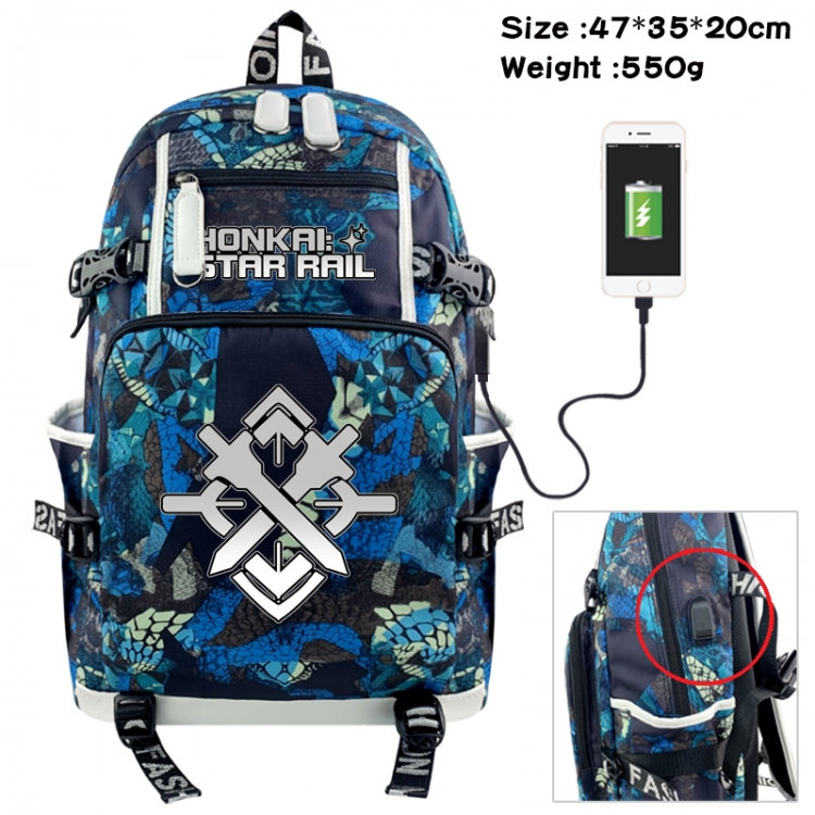 Honkai: Star Rail Camouflage waterproof sail fabric flip backpack student bag 47X35X20CM 550G