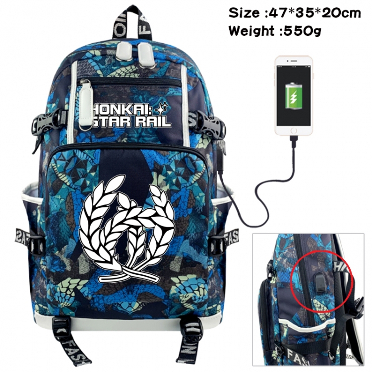 Honkai: Star Rail Camouflage waterproof sail fabric flip backpack student bag 47X35X20CM 550G