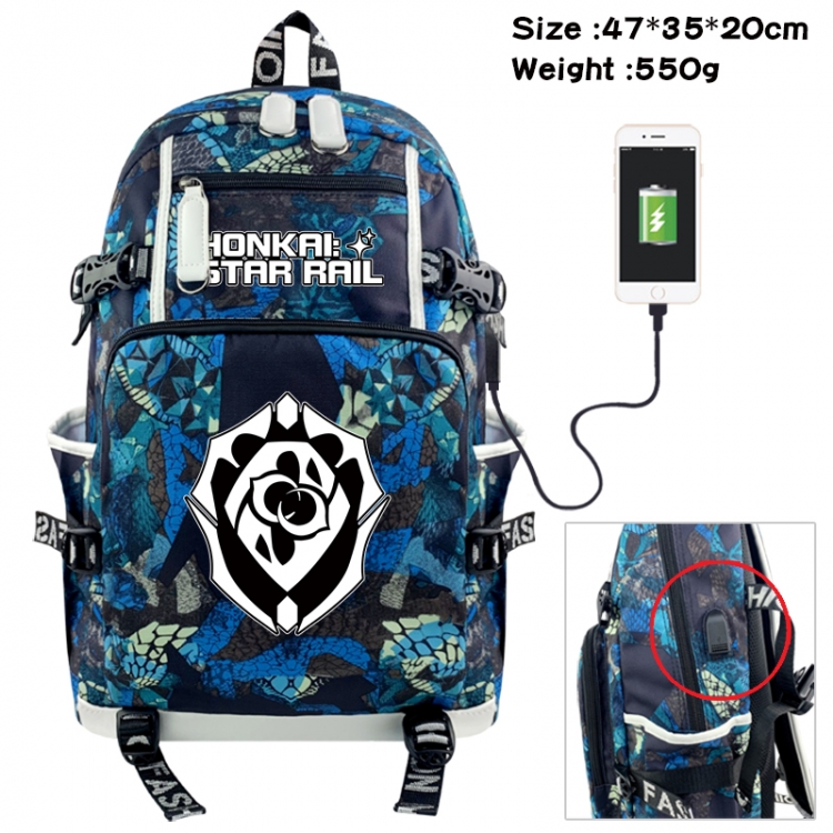 Honkai: Star Rail Camouflage waterproof sail fabric flip backpack student bag 47X35X20CM 550G