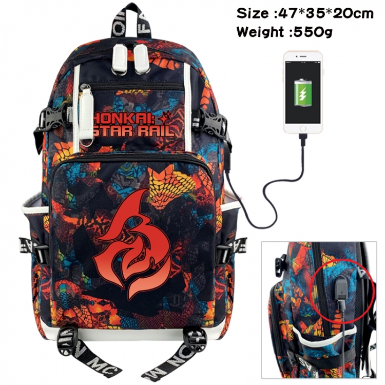 Honkai: Star Rail Camouflage waterproof sail fabric flip backpack student bag 47X35X20CM 550G