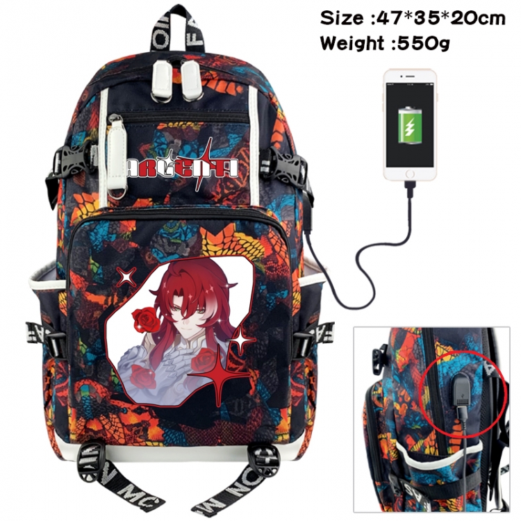 Honkai: Star Rail Camouflage waterproof sail fabric flip backpack student bag 47X35X20CM 550G