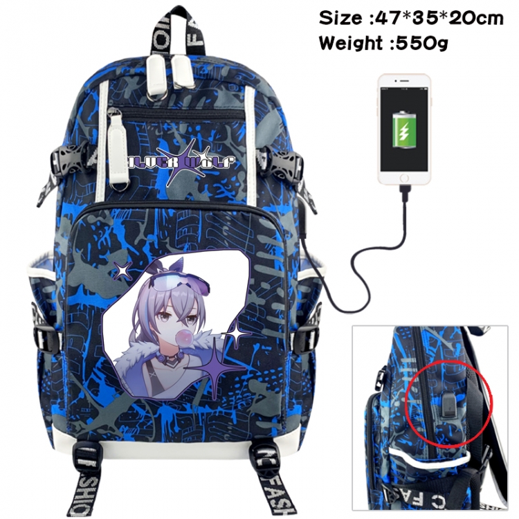 Honkai: Star Rail Camouflage waterproof sail fabric flip backpack student bag 47X35X20CM 550G