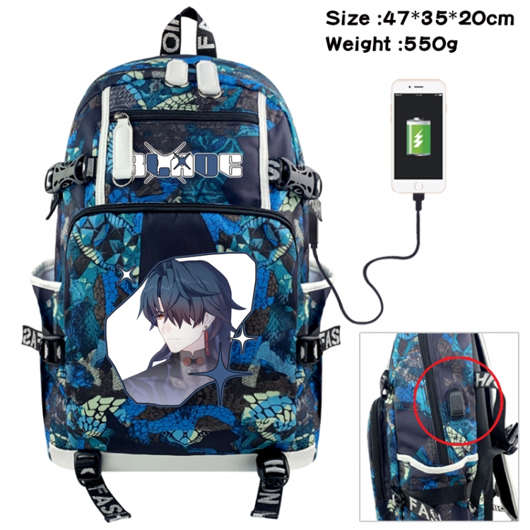 Honkai: Star Rail Camouflage waterproof sail fabric flip backpack student bag 47X35X20CM 550G