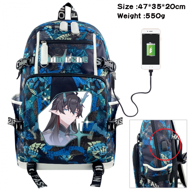 Honkai: Star Rail Camouflage waterproof sail fabric flip backpack student bag 47X35X20CM 550G