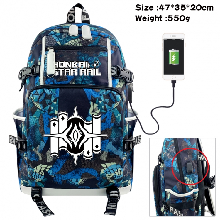 Honkai: Star Rail Camouflage waterproof sail fabric flip backpack student bag 47X35X20CM 550G