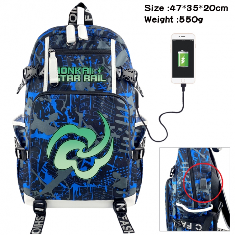 Honkai: Star Rail Camouflage waterproof sail fabric flip backpack student bag 47X35X20CM 550G