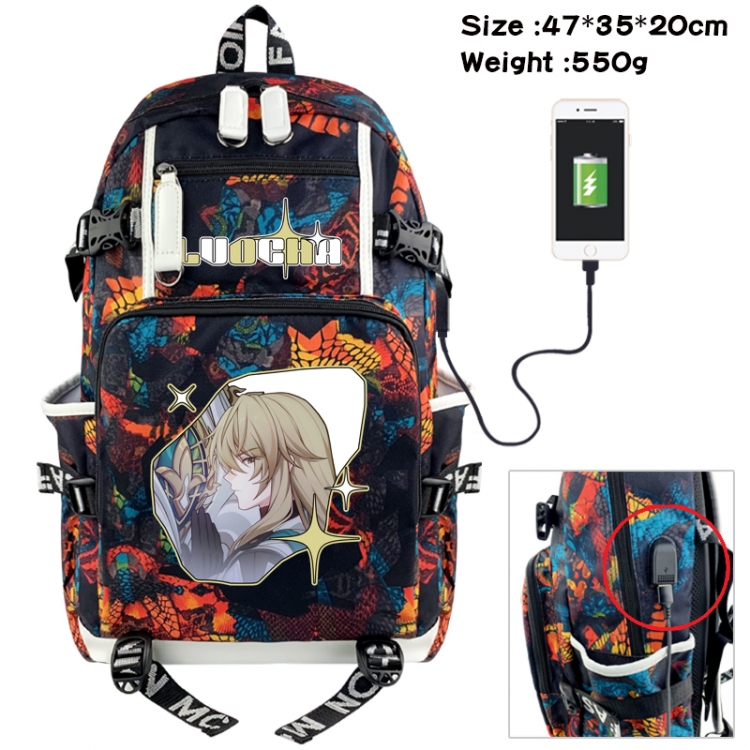 Honkai: Star Rail Camouflage waterproof sail fabric flip backpack student bag 47X35X20CM 550G