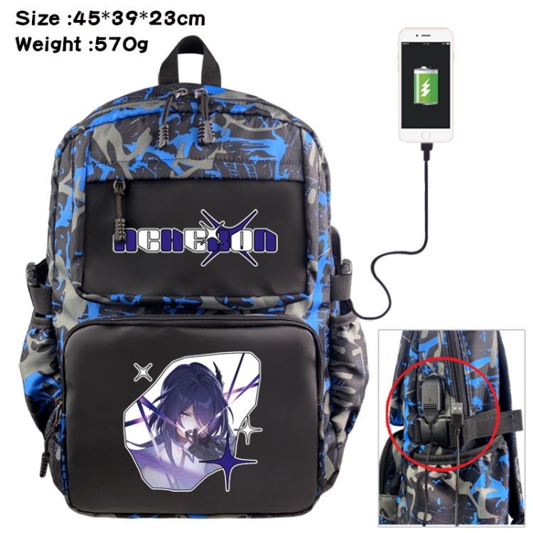 Honkai: Star Rail Anime waterproof nylon camouflage backpack School Bag 45X39X23CM