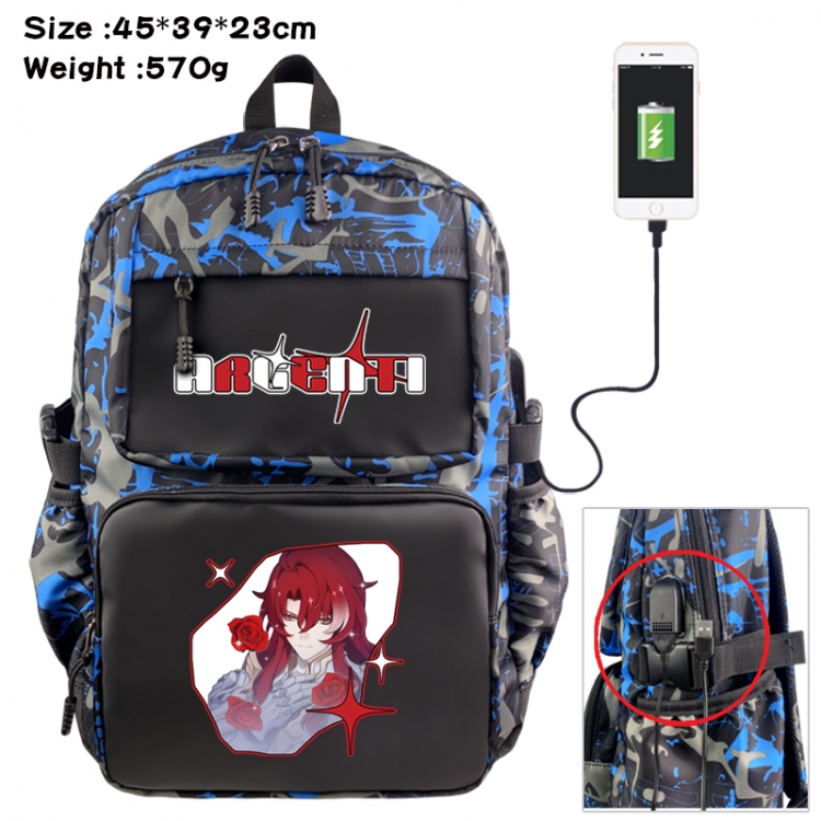 Honkai: Star Rail Anime waterproof nylon camouflage backpack School Bag 45X39X23CM