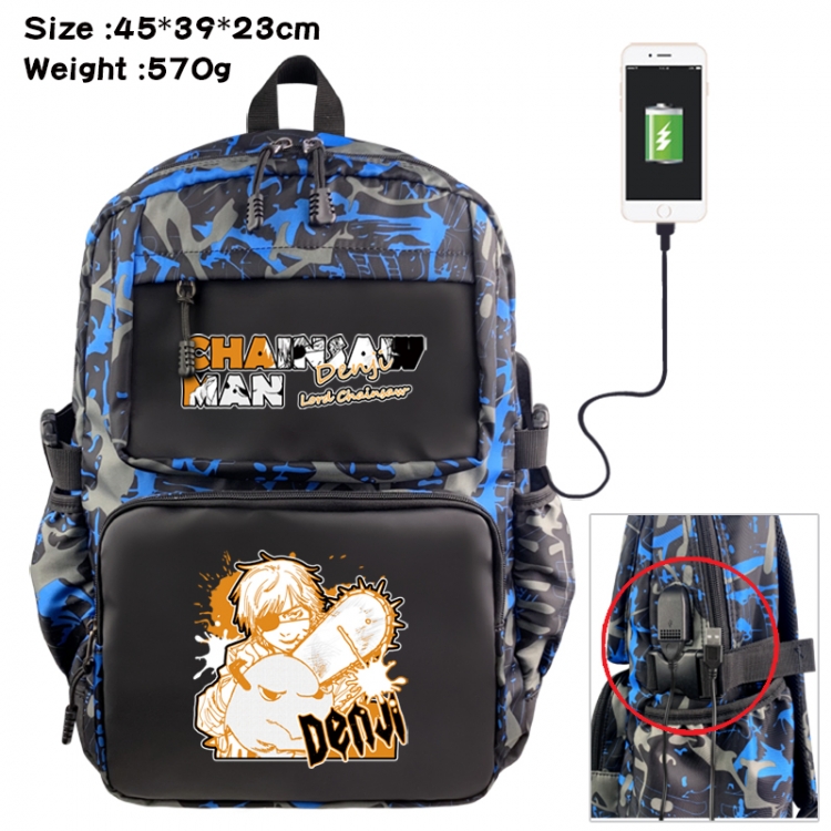 Chainsawman Anime waterproof nylon camouflage backpack School Bag 45X39X23CM