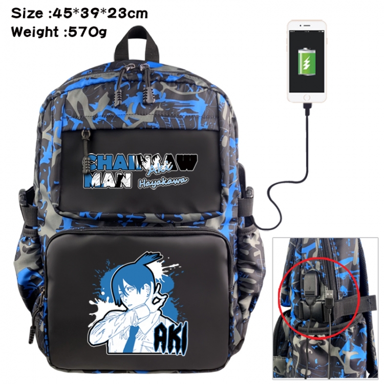 Chainsawman Anime waterproof nylon camouflage backpack School Bag 45X39X23CM