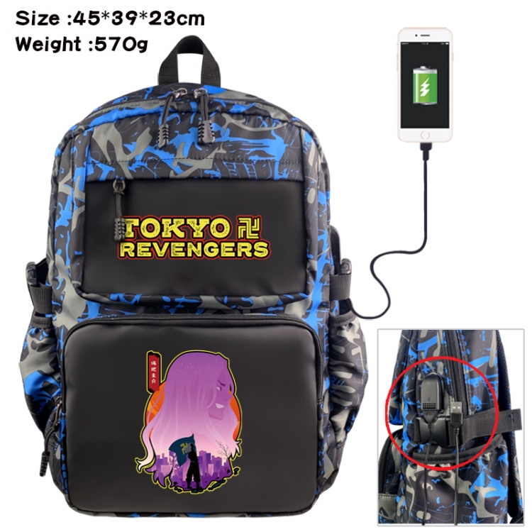 Tokyo Revengers  Anime waterproof nylon camouflage backpack School Bag 45X39X23CM