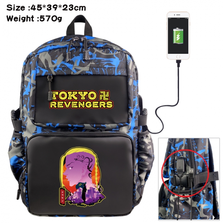 Tokyo Revengers  Anime waterproof nylon camouflage backpack School Bag 45X39X23CM