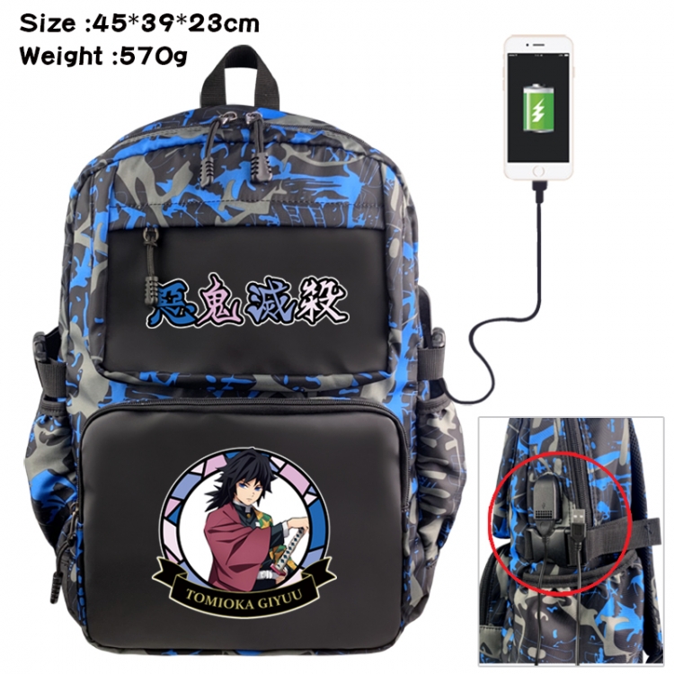 Demon Slayer Kimets Anime waterproof nylon camouflage backpack School Bag 45X39X23CM