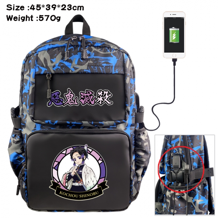 Demon Slayer Kimets Anime waterproof nylon camouflage backpack School Bag 45X39X23CM