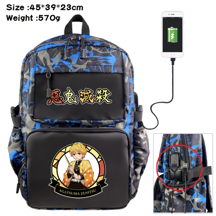 Demon Slayer Kimets Anime waterproof nylon camouflage backpack School Bag 45X39X23CM