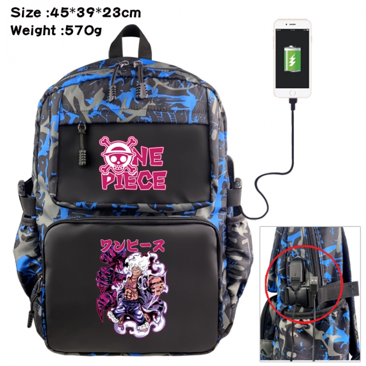 One Piece Anime waterproof nylon camouflage backpack School Bag 45X39X23CM