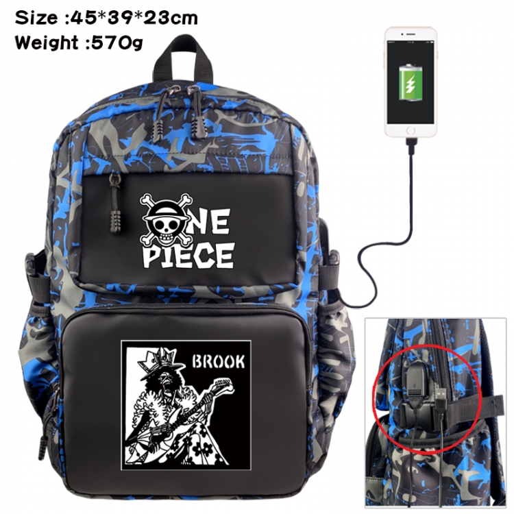 One Piece Anime waterproof nylon camouflage backpack School Bag 45X39X23CM