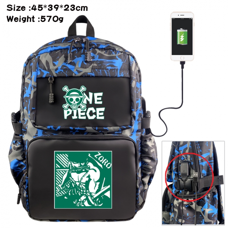 One Piece Anime waterproof nylon camouflage backpack School Bag 45X39X23CM