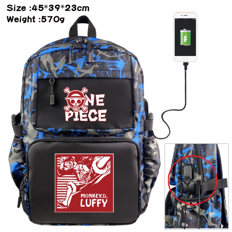 One Piece Anime waterproof nylon camouflage backpack School Bag 45X39X23CM