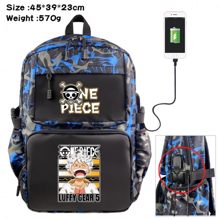 One Piece Anime waterproof nylon camouflage backpack School Bag 45X39X23CM