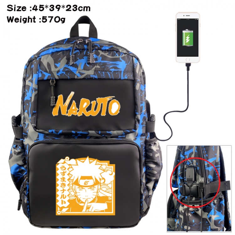 Naruto Anime waterproof nylon camouflage backpack School Bag 45X39X23CM