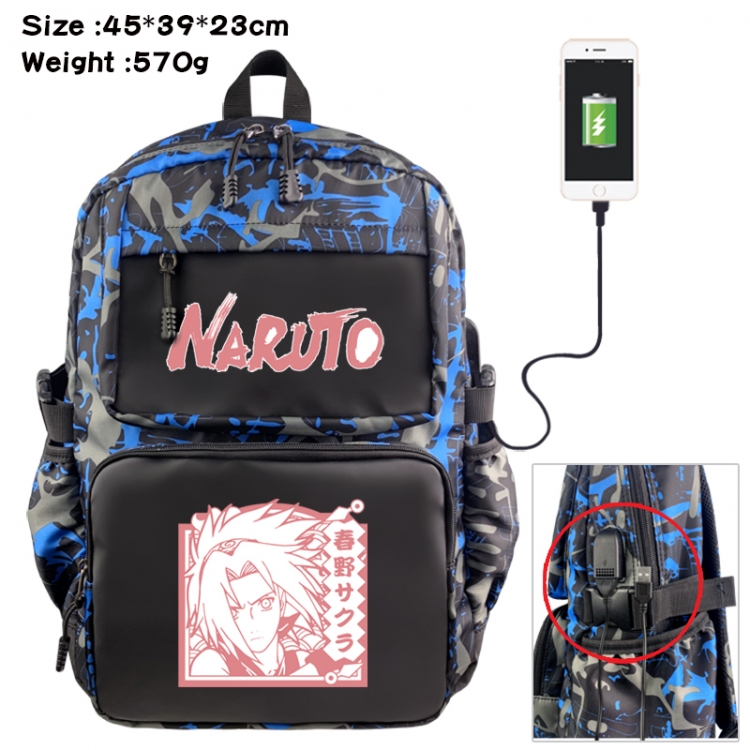 Naruto Anime waterproof nylon camouflage backpack School Bag 45X39X23CM