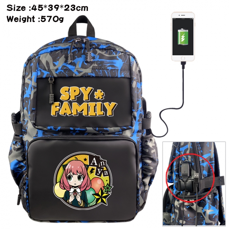 SPY×FAMILY Anime waterproof nylon camouflage backpack School Bag 45X39X23CM