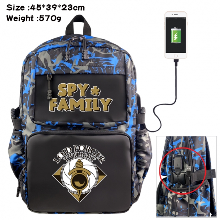 SPY×FAMILY Anime waterproof nylon camouflage backpack School Bag 45X39X23CM