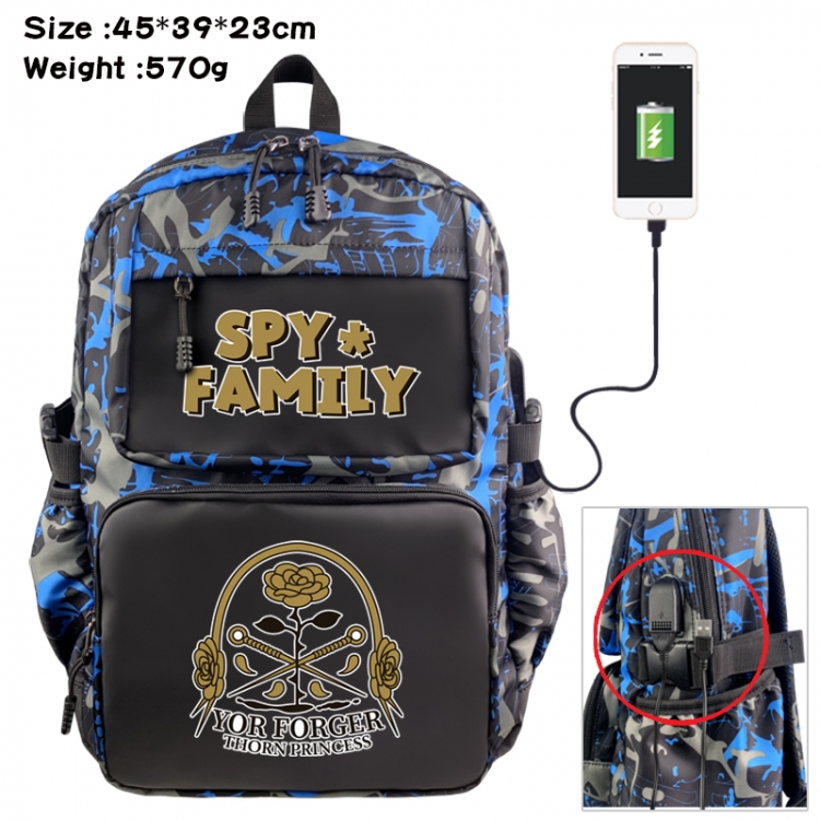 SPY×FAMILY Anime waterproof nylon camouflage backpack School Bag 45X39X23CM