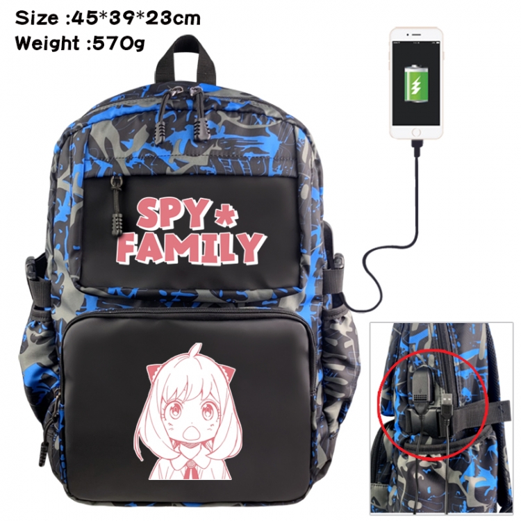 SPY×FAMILY Anime waterproof nylon camouflage backpack School Bag 45X39X23CM