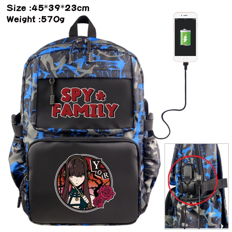 SPY×FAMILY Anime waterproof nylon camouflage backpack School Bag 45X39X23CM