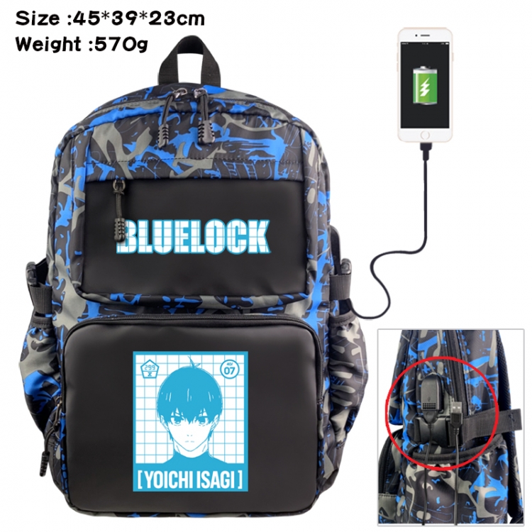 BLUE LOCK Anime waterproof nylon camouflage backpack School Bag 45X39X23CM