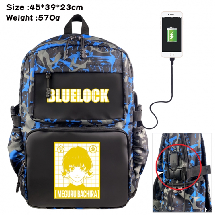 BLUE LOCK Anime waterproof nylon camouflage backpack School Bag 45X39X23CM