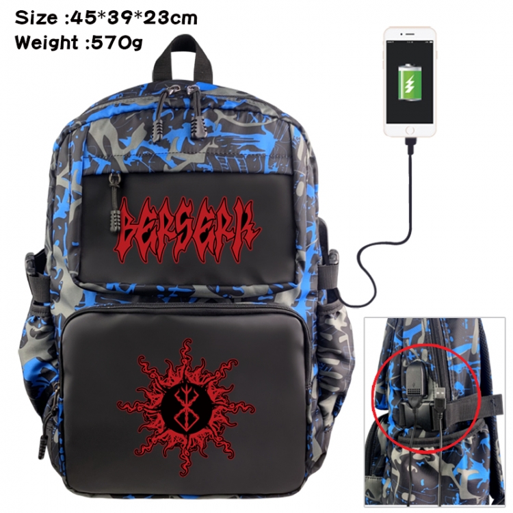 Berserk Anime waterproof nylon camouflage backpack School Bag 45X39X23CM