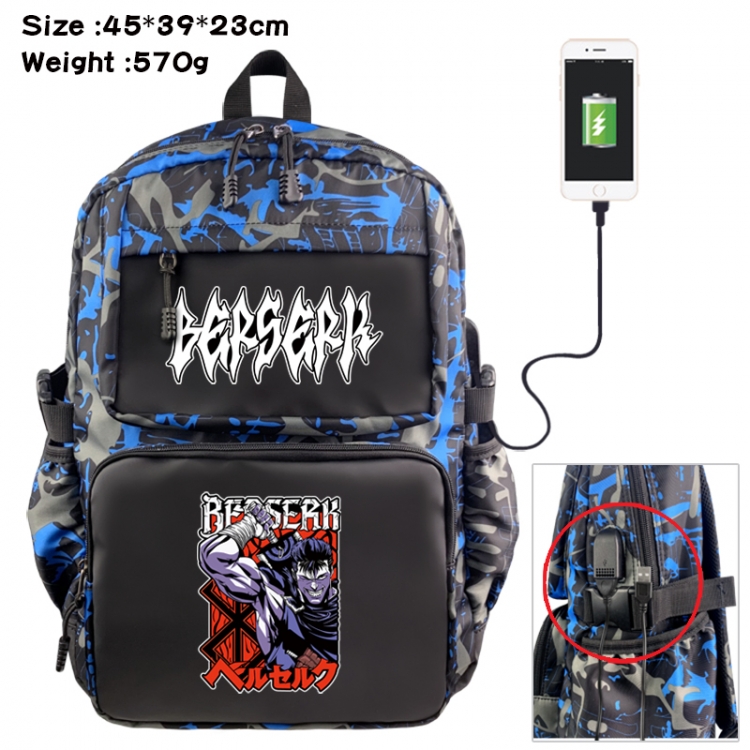 Berserk Anime waterproof nylon camouflage backpack School Bag 45X39X23CM