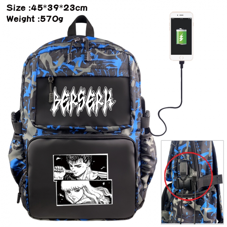 Berserk Anime waterproof nylon camouflage backpack School Bag 45X39X23CM