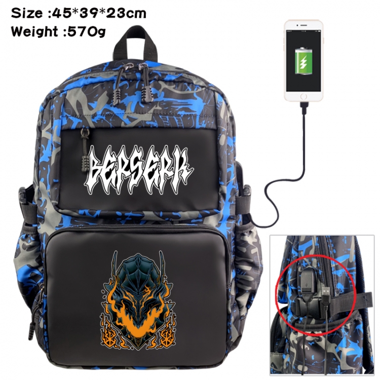 Berserk Anime waterproof nylon camouflage backpack School Bag 45X39X23CM