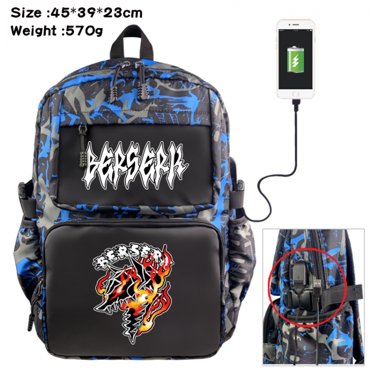 Berserk Anime waterproof nylon camouflage backpack School Bag 45X39X23CM