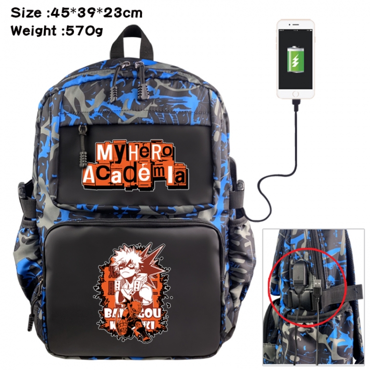 My Hero Academia Anime waterproof nylon camouflage backpack School Bag 45X39X23CM