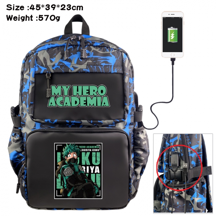 My Hero Academia Anime waterproof nylon camouflage backpack School Bag 45X39X23CM