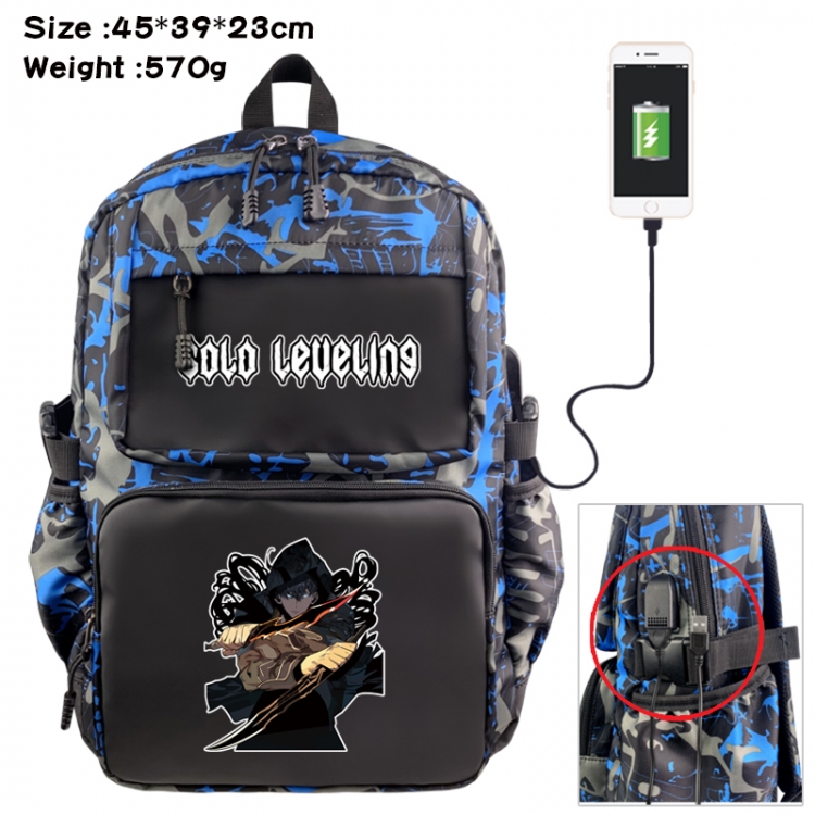 Solo Leveling:Arise Anime waterproof nylon camouflage backpack School Bag 45X39X23CM