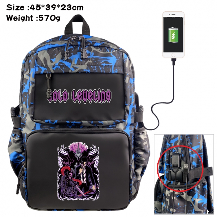 Solo Leveling:Arise Anime waterproof nylon camouflage backpack School Bag 45X39X23CM
